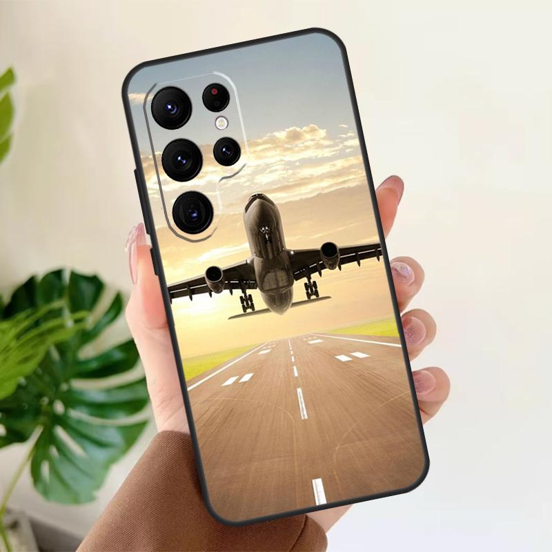 Airplane Plane Aircraft Soft Case For Samsung Galaxy S25 S21 S22 S23 S24 Ultra S9 S10 Plus S20 FE S24 FE Phone Cover