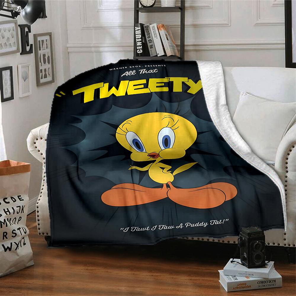 1 Stück Tweety Vogel Looney Tunes Flanelldecke, Weich Hautfreundlich mit Digitaldruck, Verschiedene Größen erhältlich für Familie, Freunde, Geburtstag
