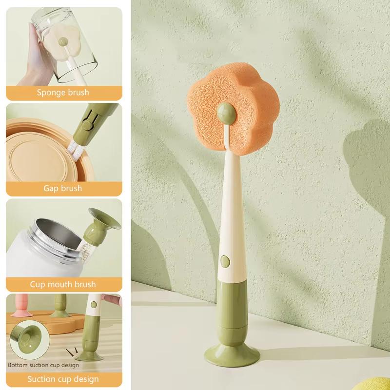 Baby Bottle Cleaning Brush 3-in-1 Long Handle Cup Wash Brush Detachable Travel Coffee Mug Scrubber Portable Cleaning Brush
