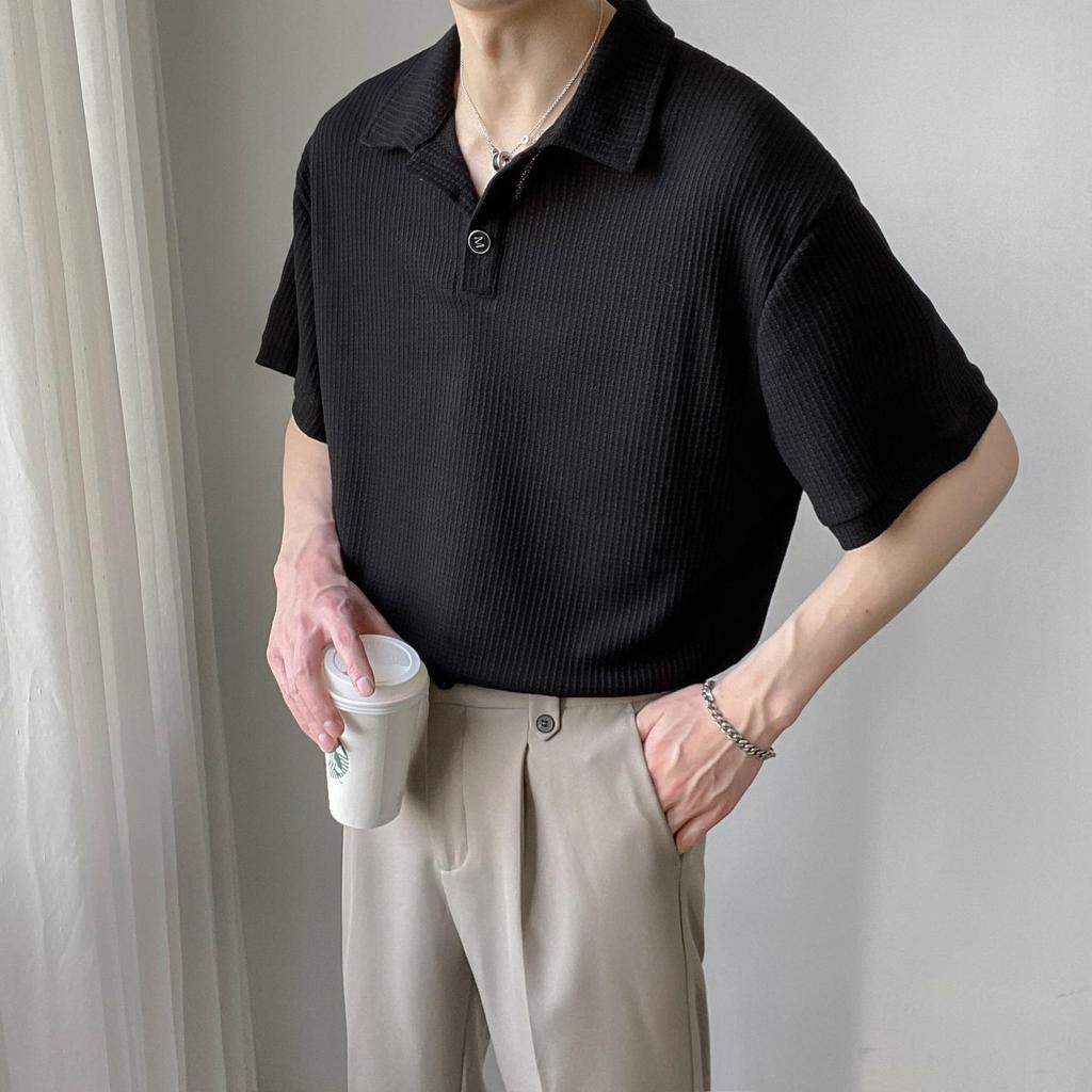 Men's Light Mature Style Short-Sleeve Polo Shirt - 2022 Summer Korean Trendy Lapel T-Shirt
