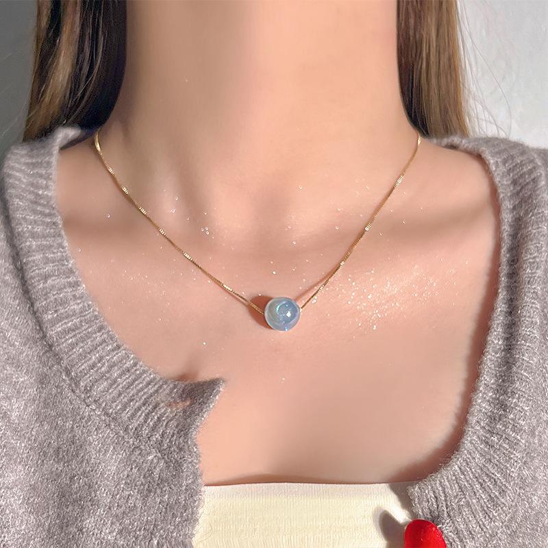 Simple Temperament Golden Beanie Necklace Female