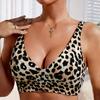 Jelly Strip Leopard Print Sexy Bra Push‑Up Shapewear Underwear Shock‑Absorbing Soft Support Side‑Smoothing Thin Cup Brassiere