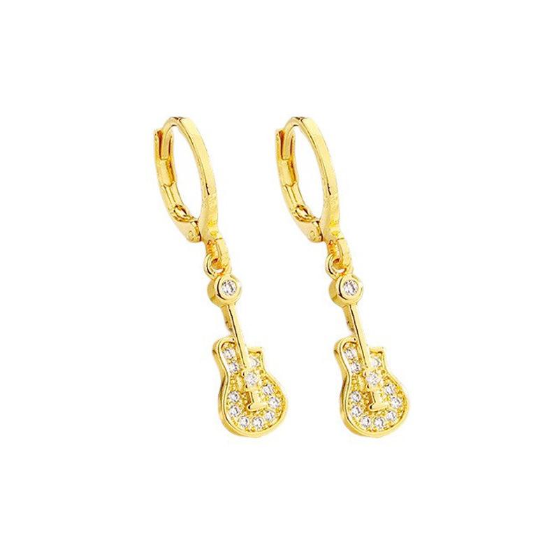 Zirkon Kytara Housle Náušnice Vynikající nástroj Asymetrické náušnice Noty Náušnice Žena