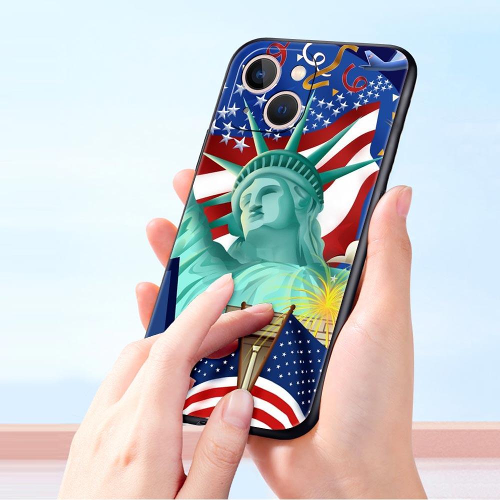 Phone Case Cover for iPhone 17 Pro Max 16 15 14 13 12 11 Pro Max Plus 17AIR Shockproof Soft TPU Bags American United States Flag