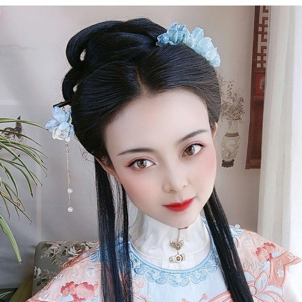 Bridal Tassel For Girls Flower Women Hair Sticks Chinese Hair Fork Korean Hanfu Hairpins Hair Clip