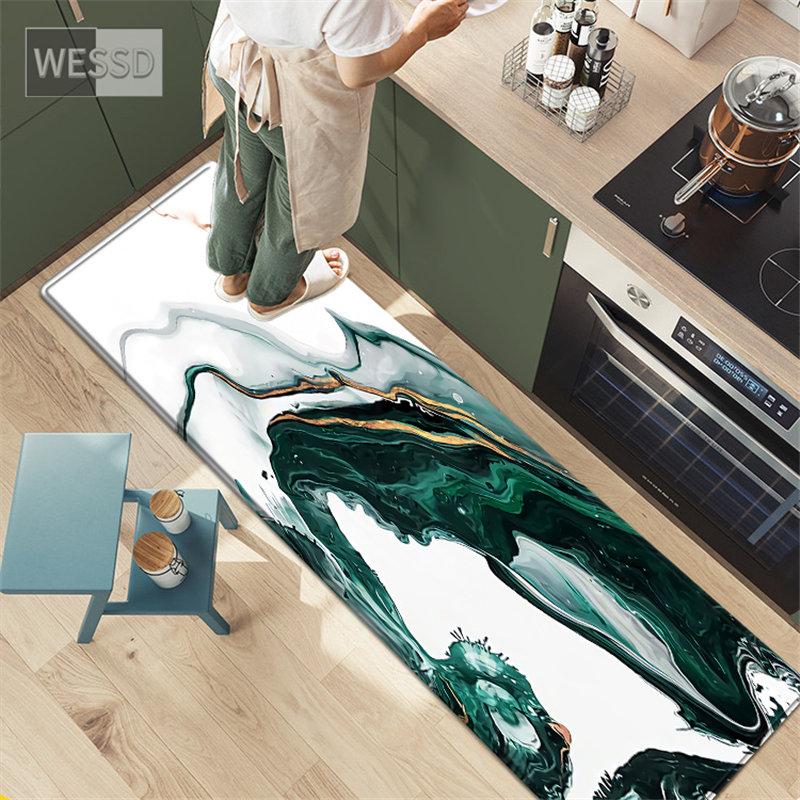 Green White Abstract Painting Rug For Kitchen Floor Small Living Room Carpet Soft Fashion Bedroom Mat Bathroom Rug