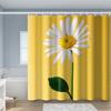 1pc Daisy Print Polyester Shower Curtain, 71x71 Inches, Yellow Background with White Daisies & Green Leaves, All-Season Bathroom