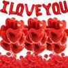 I Love You Heart Balloons With Fake Rose Petals Aluminum Foil Balloon For Valentines Day Wedding Anniversary Romantic Decoration