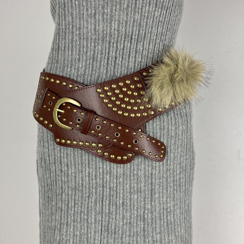New Rabbit Fur Belt, Fur Belt, European and American Sexy Hot Girl Waist Seal Wide Belt
