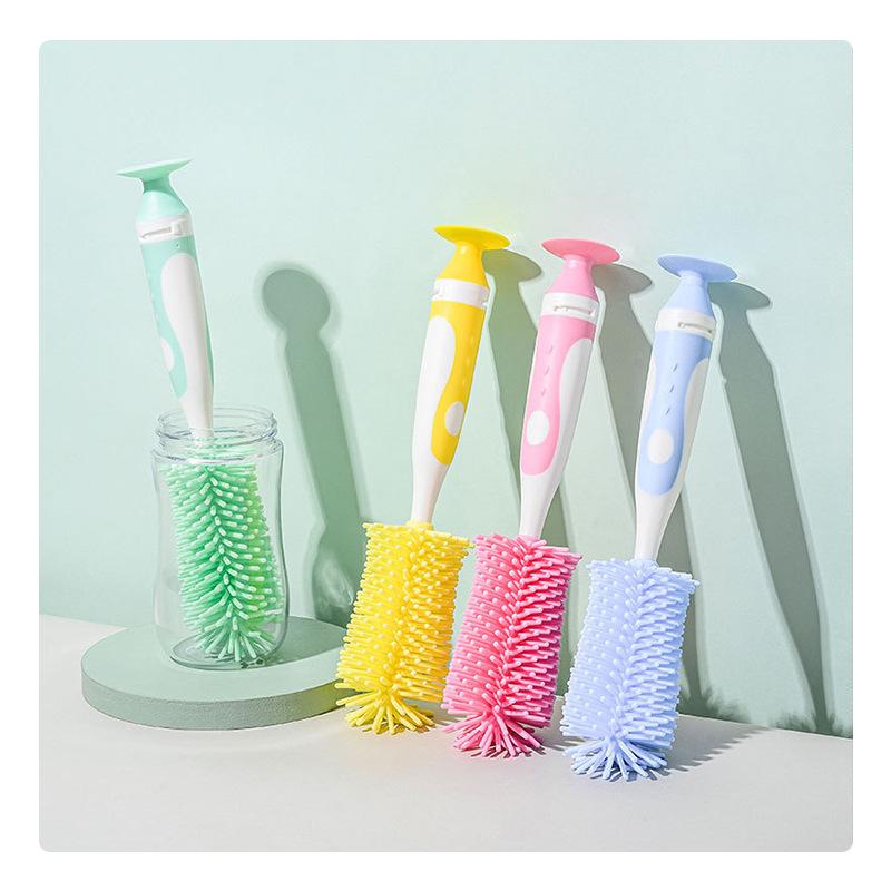 Multifunctional Silicone Bottle and Cup Cleaning Brush with Long Handle