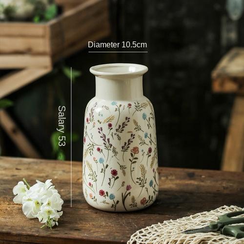 ВазаКерамическое украшение для рабочего стола Гостиная Цветочная композиция Пасторальный стиль Ретро Креативный Элегантный Простой Современный Большая емкость