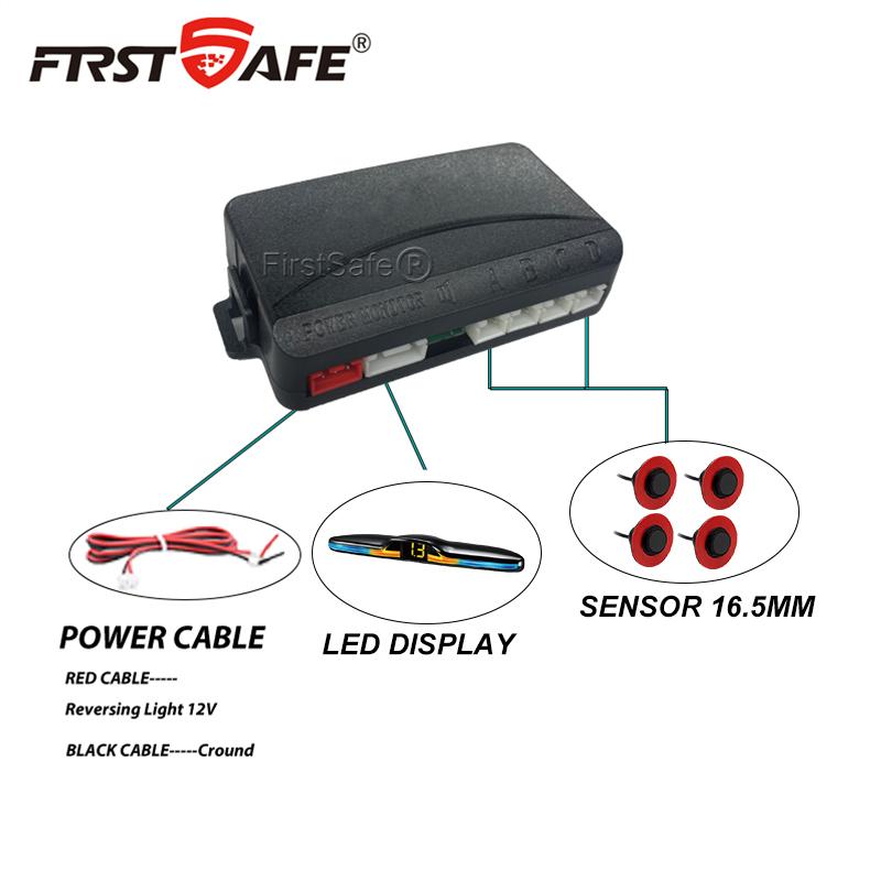 Reverse radar, voice broadcast LED display 4 sensors 16.8mm radar detection system backlight display