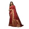 Vardha Damen Organza Kunstseide Sari mit ungenähtem Blusenteil Zari Gewebte Arbeiten Sarees für Hochzeit (Kalini Seide
