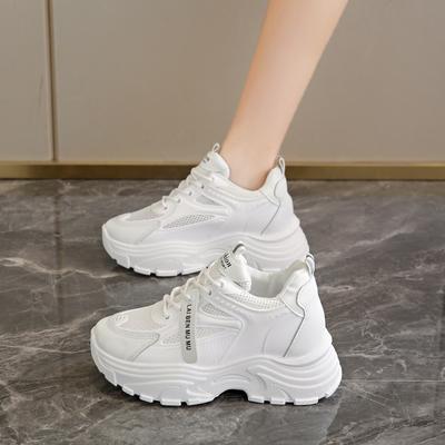 Koreanische Version Schnür-Sport-Damenschuhe, trendige atmungsaktive Schuhe, Plateau-Mesh-Schuhe, lässige und vielseitige Schuhe