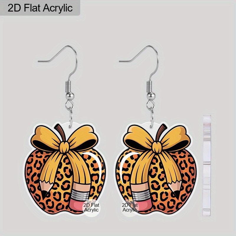 

Плоские акриловые серьги-подвески с 2D-принтом леопарда, подарок на День учителя, День благодарения, выпускной, обратно в школу