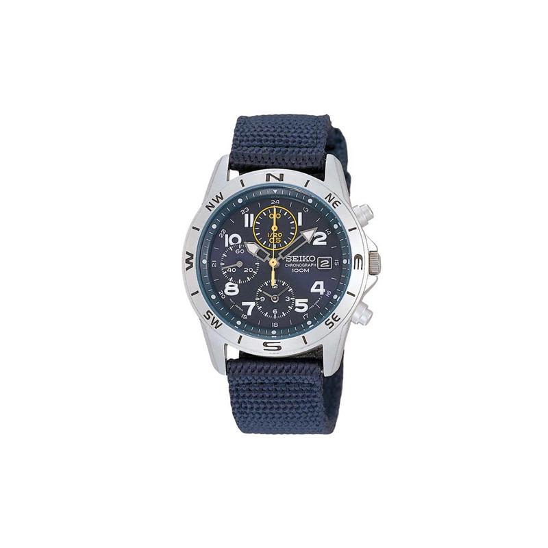 SEIKO 100 meters waterproof Quartz nylon strap for men and women same style blue dial SND379P2 синий