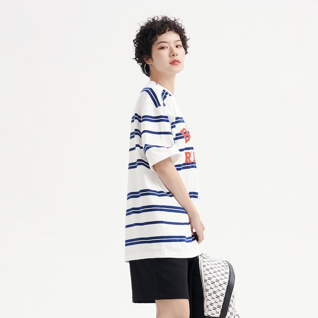 New MLB Drop Shoulder Sleeve T Shirt Unisex Ivory White 3ATSV0433-43IVS