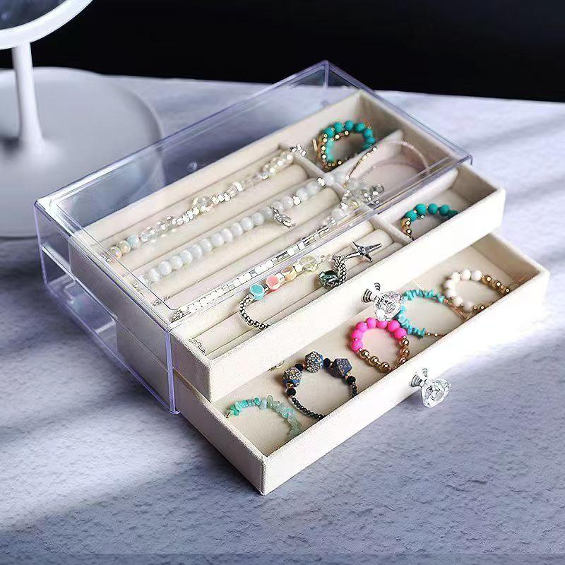 Five-layer Jewelry Box, Acrylic Drawer Earrings, Necklace, Ring Storage Box, Large-capacity High-end Exquisite Jewelry Box.