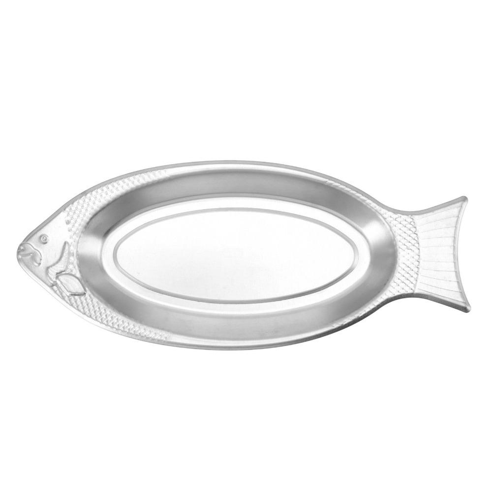 Tjock Fisk serveringsfat Rostfritt Stål Förrättsfat Fiskformad tallrik Födelsedagskalas