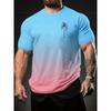 Men's Summer Palm Tree Gradient T-shirt - Fashionable Casual Short Sleeve Round Neck Top