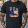 USA American Flag with Airplane Design T Shirt Top  Vintage Washed Versatile Stretched Designer Clothes Stylish Slightly Casual