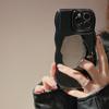 Luxury Solid Color Wavy With Metal Holder Phone Case For iPhone 17 16 15 14   11 Pro Max Plus Soft Silicone Shockproof Cover