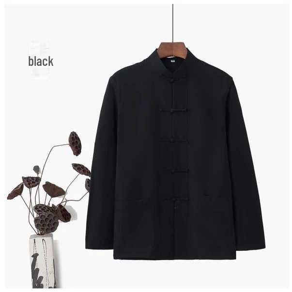 Men's Long-Sleeved Tang Suit - Classic Hanfu, Traditional Chinese Clothing for Middle-Aged Men and Groomsmen