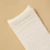 3 Pairs Lace Trim White Thick Summer Thin Socks Women's Breathable Mesh Hollow out Wood Grain Edge Mid-Calf Socks