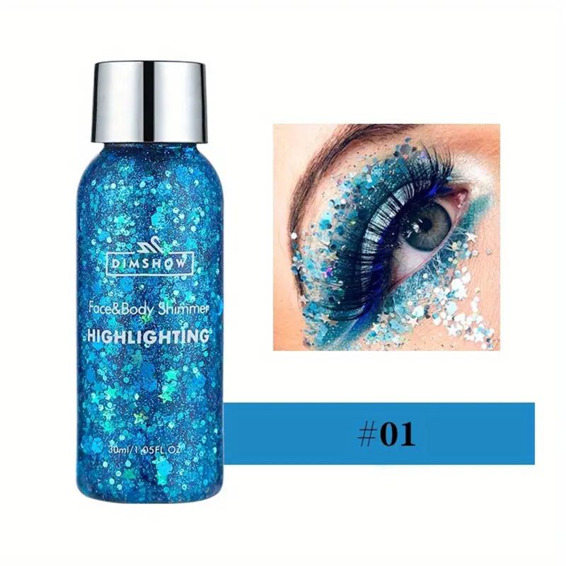 Dimshow Eye Glitter Nail Hair Body Face Gel Art Waterproof High Gloss Glitter Body Multifun Makeup Decoration Party Festival