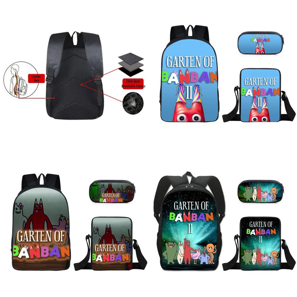 3pcs/set Garten Of Banban Backpack Shoulder Bag Pencil Pouch Student School Gift
