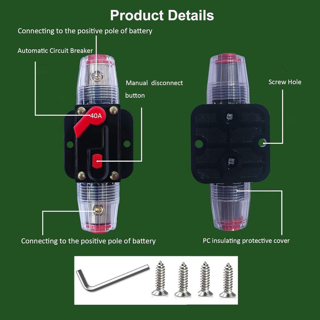 Trolling Motor Circuit Breaker 60 Amp Circuit Breaker with Manual Reset for ATV Trailer Vehicles Stereo Audio Electronic Battery Solar System