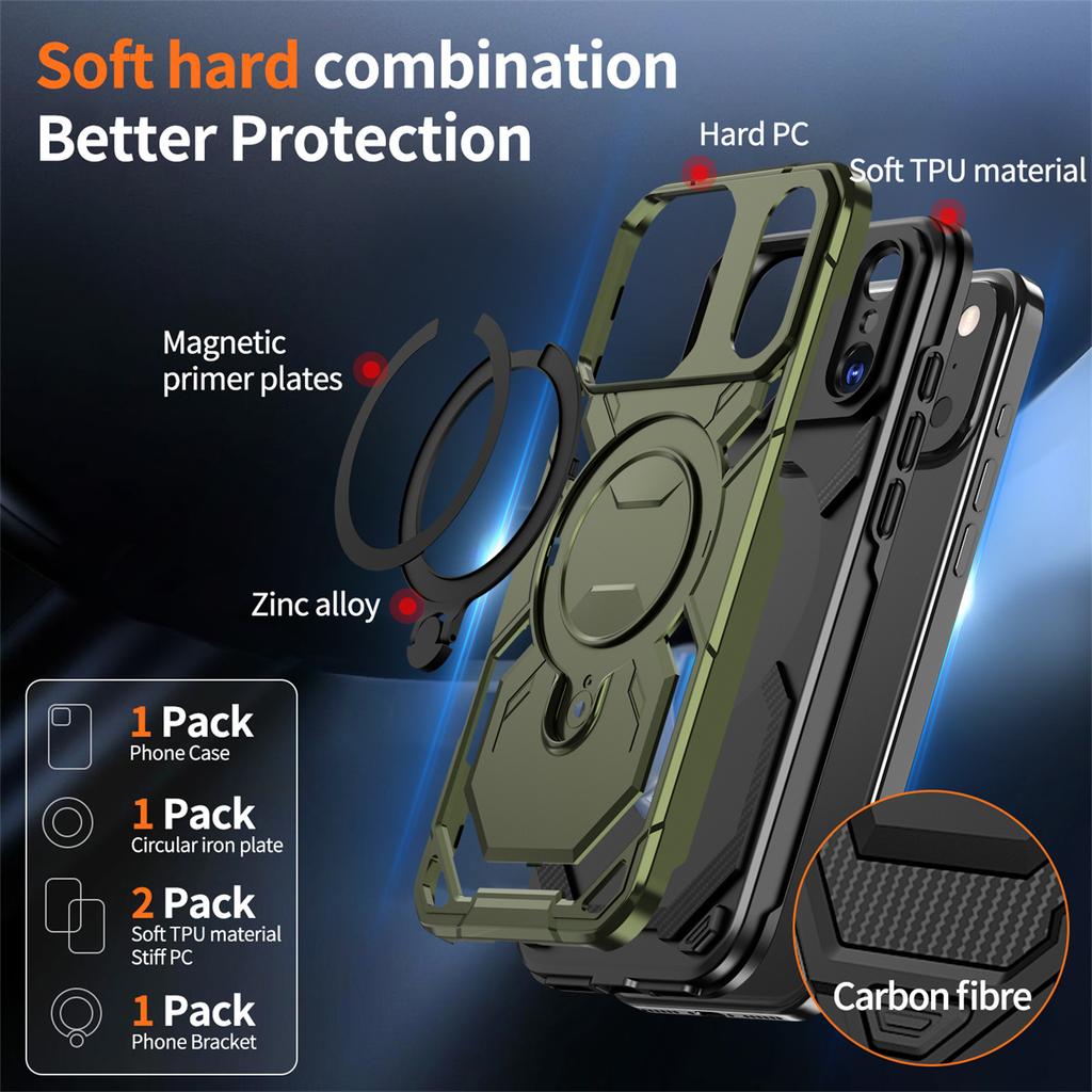 360° Rotate Bracket Phone Case for Iphone 11 12 13 14 15 16 17 Pro Max Plus 16E for Magsafe Magnetic Wireless Charging Cover