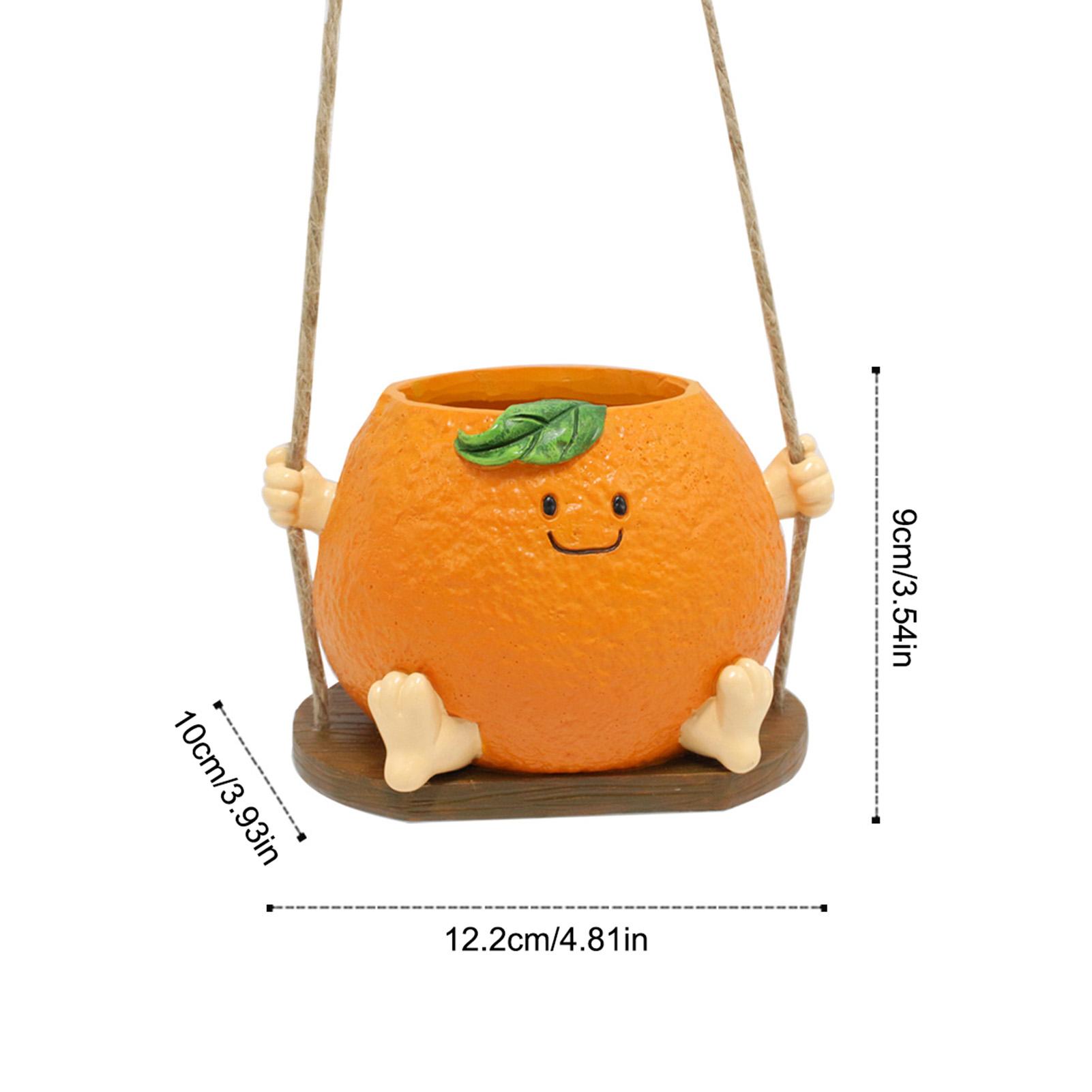 Подвесной горшок-кашпо из смолы Оранжевая корзина-качели Цветочный горшок Держатель для суккулентов Ваза-держатель для растений Кашпо для дома Сада Декора Помещений