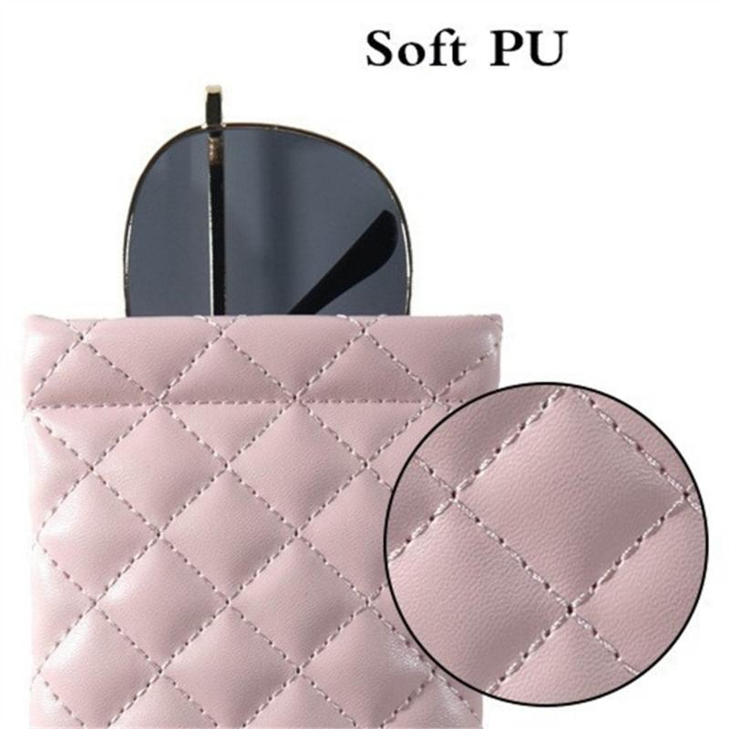 Spring Load Eyeglasses Case Portable Sunglasses Pouches Leather Eyeglasses Case for Travel and Daily Use