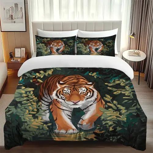 Carton Tiger Soft Duvet Cover Carton Tiger Background Theme Soft Duvet Cover Suitable for Children Kids Plus Adult Peoples Soft Plus Breathable