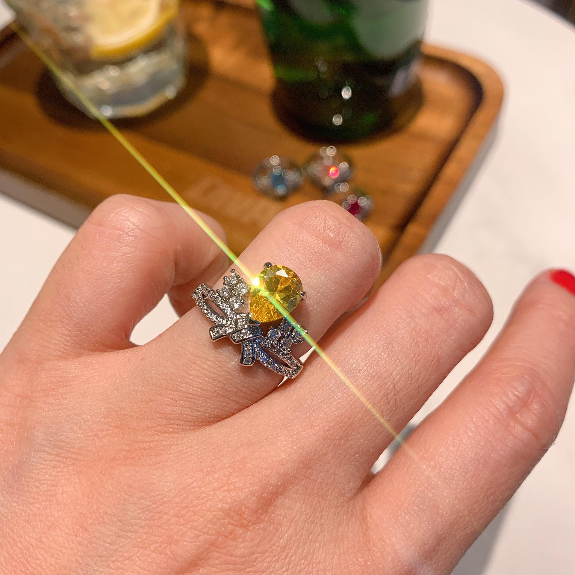 

Кольцо Color Treasure Ring, модное ретро-имитация, розовое бриллиантовое кольцо, женское, регулируемое, диетическое, на средний палец