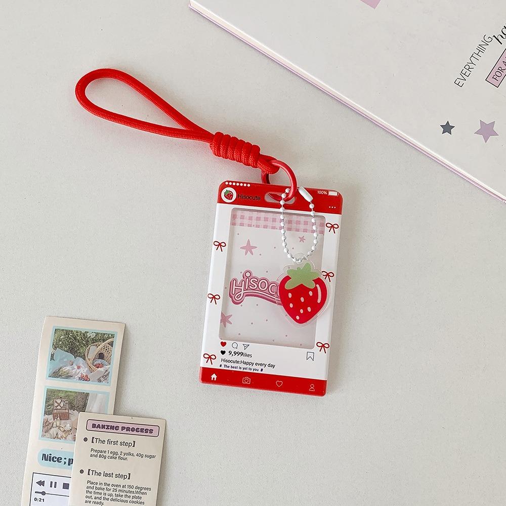 Portable Sliding Keychain Card Holder with Transparent Window Wristlet Lanyard K-Pop Idol Photo Card Storage Case Bag Pendant