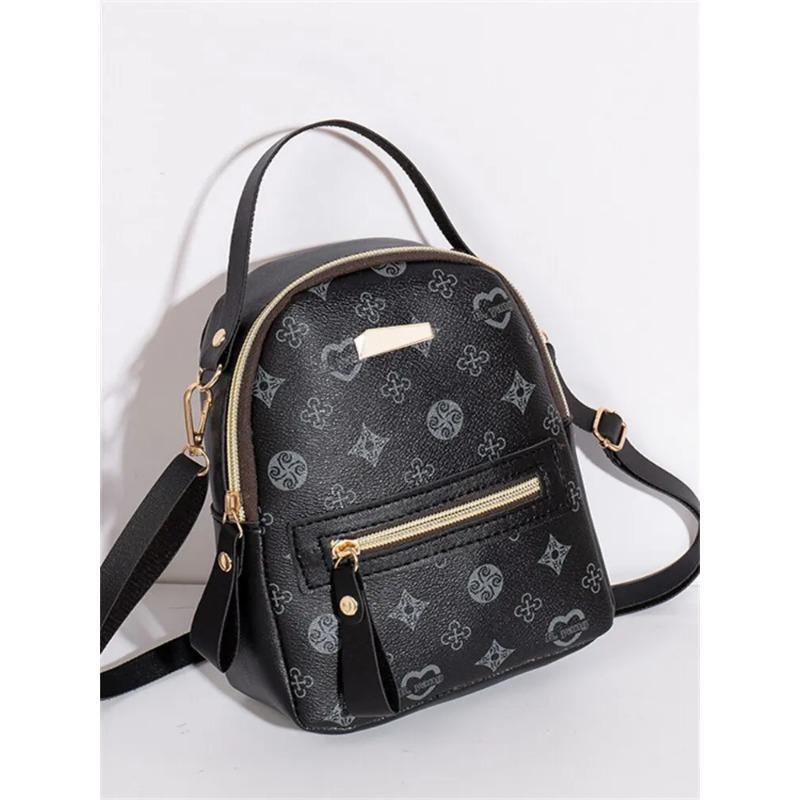 

Модный женский рюкзак с принтом, небольшой, водонепроницаемый, двухслойный, большой емкости, сумка на плечо, повседневный, для сотового телефона, кошелек для монет чёрный