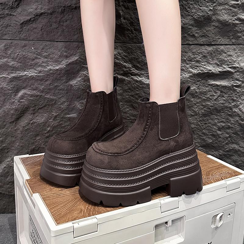 Fashion Ankle Boots for Women New Winter Autumn 10CM Motorcycle Boots Thick Heels Platform Faux Suede Sneakers Short Boots Mujer Botas