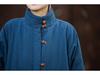 Women's Retro Chinese Style Cotton Linen Jacket with Plate Buckle - Sand Washed, Loose Fit, Padded Warmth