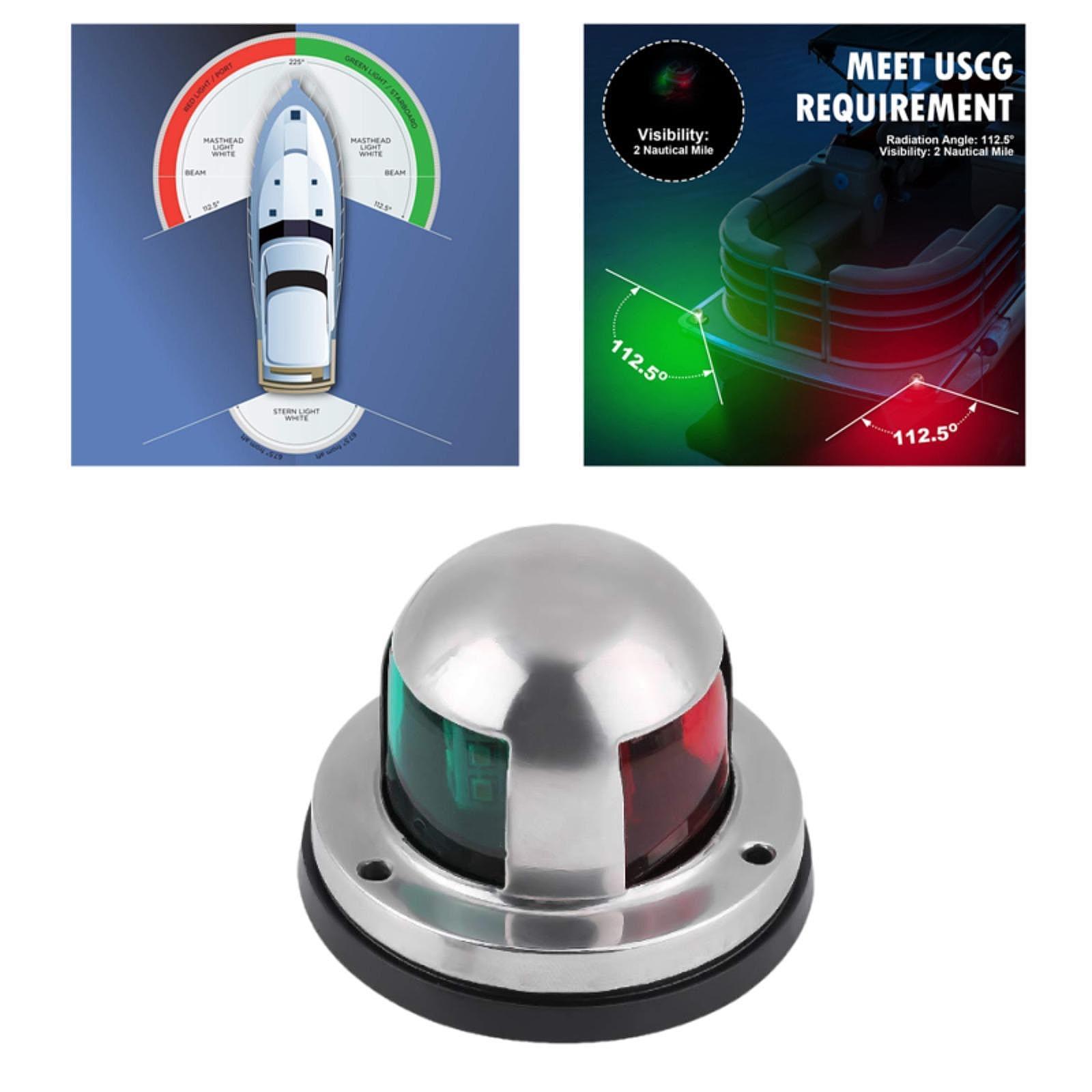 

Marine Boat Navigation Light Signal Light Round Housing High Performance Waterproof for Fishing Boats Pontoon Sailing Red Green