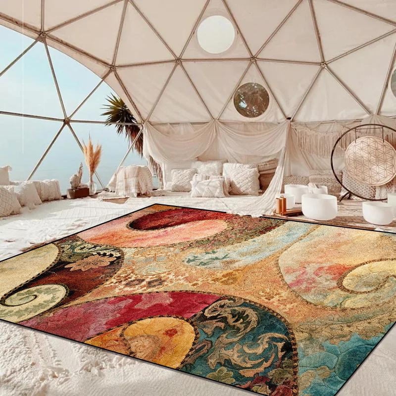 Böhmische Teppiche für Wohnzimmer Großer Flächenteppich Rutschfest Schlafzimmer Ankleidezimmer Dekoration Teppich Waschbare Sofa Couchtischmatte