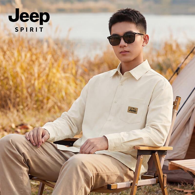 

JEEP SPIRIT Unisex Cotton-Feel Long Sleeve Casual Shirt 3XL