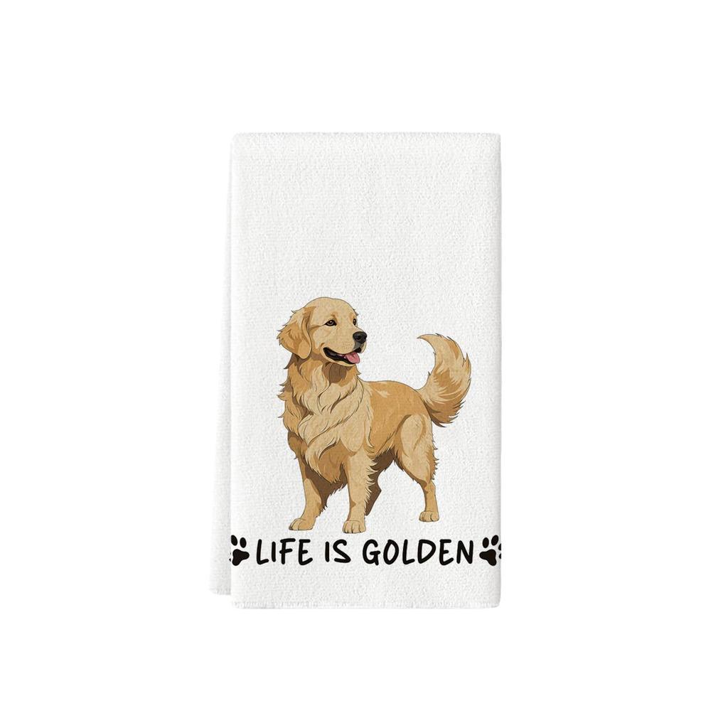 Assorted Cute Puppies Wearing Hats and Face Masks Tea Towels - Printed Kitchen Dish Towels and Rags
