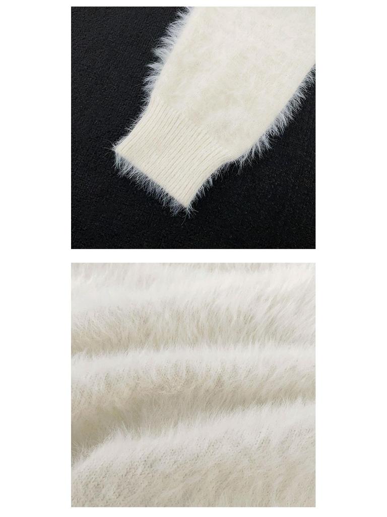 Men's Trendy Soft & Fluffy Knit Sweater - Solid Color, Lazy Style, Thickened for Autumn/Winter