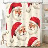 Christmas Santa Claus Print Shower Curtain Waterproof Decor Bathroom Decoration