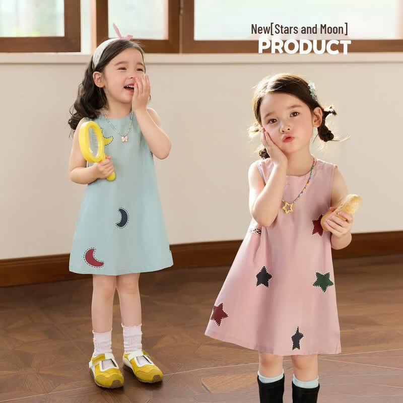 LUSON Girls  2026 Summer Printed Princess Sleeveless Dress 140 фиолетовый