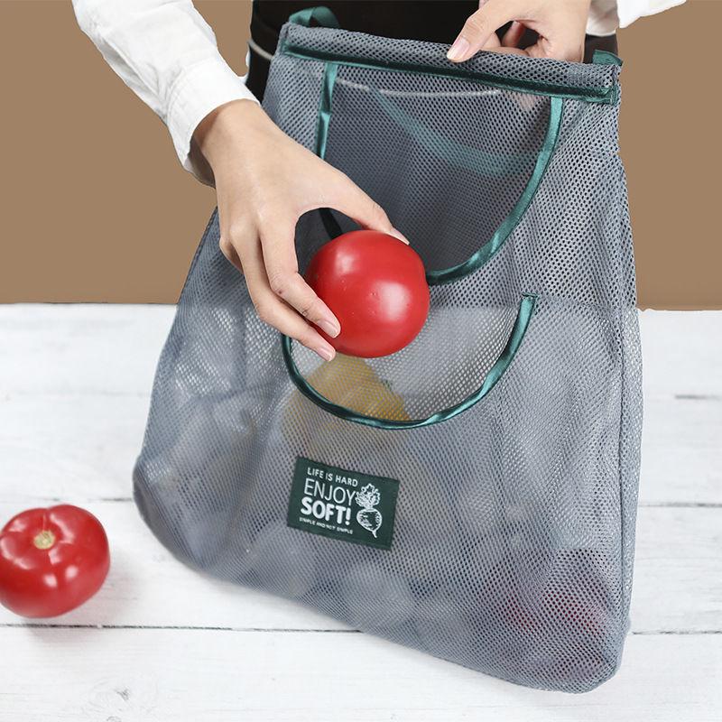 2pc Ventilated Mesh Storage Bags for Garlic, Potatoes, Onions - Durable Plastic Hanging Organizer for Kitchen & Pantry&bathroom, Non-Food Contact Safe
