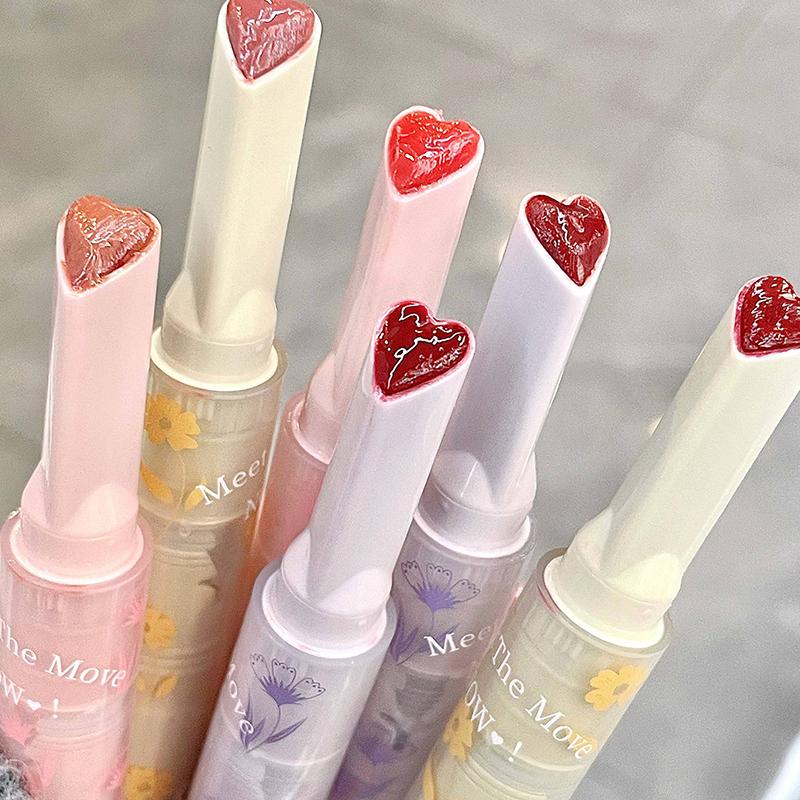 Water-Light Lip Glaze Mirror Glitter Lip Tint Long Lasting Moisturising Love Heart Shape Solid Lipstick Pen Lips Makeup Cosmetic