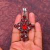 Garnet Gemstone 925 Sterling Silver Handmade Cross Pendant Jewelry